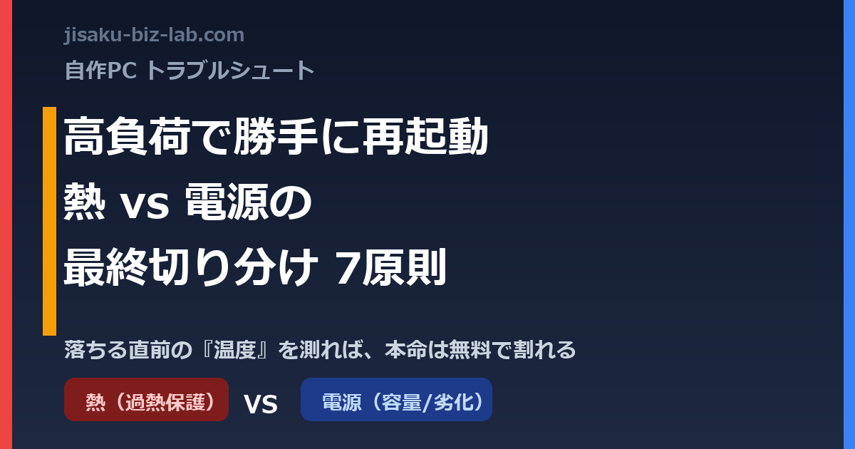 自作PCが高負荷で勝手に再起動する｜熱vs電源の最終切り分け7原則 のサムネイル画像