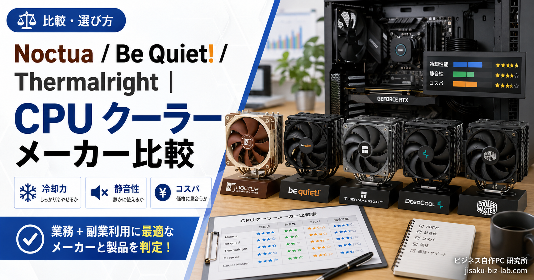 Noctua / Be Quiet! / Thermalright｜CPU クーラーメーカー比較 のサムネイル画像