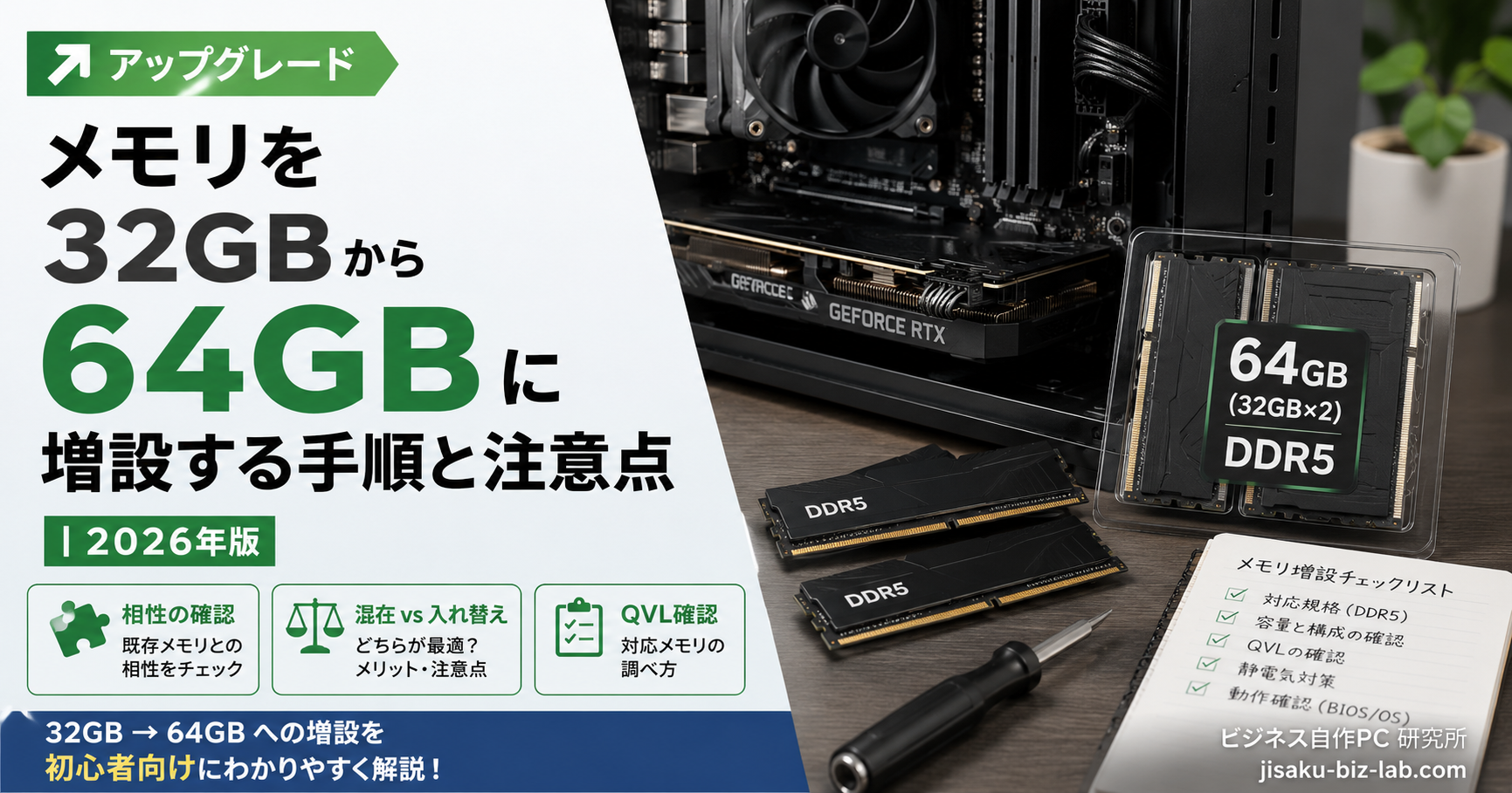 メモリを 32GB から 64GB に増設する手順と注意点｜2026年版 のサムネイル画像